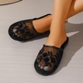 thumbnail image 6 of PMVFHDE Embroidered Mesh Slippers Women Boxy Mule Flat On Shoes Indoor Comfort Breathable Casual Sandals Black - 5.5, 6 of 8