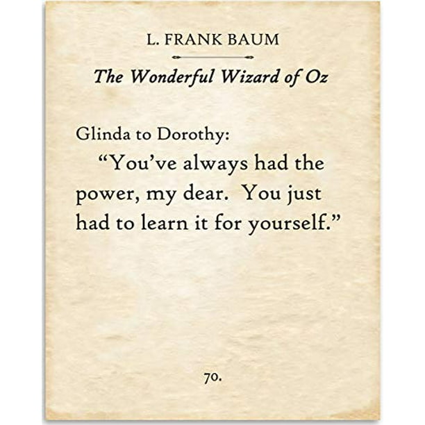 Wizard Of Oz Book Quotes L. Frank Baum - You've Always Had The Power My Dear - Wizard Of Oz - Book Page Wizard Of Oz Book Quotes L. Frank Baum - You've Always Had The Power My Dear - Wizard Of Oz - Book Page