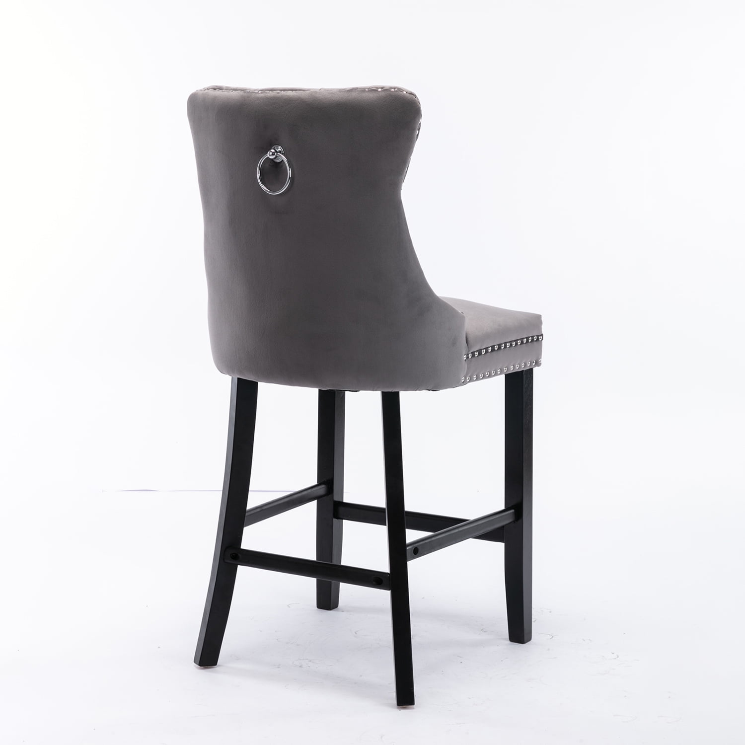 Demi Bonn 40" Counter Height Bar Stools Set of 2, Velvet Upholstered Barstools with Back, Kitchen Island Countertop Chairs for Dining Room, Gray