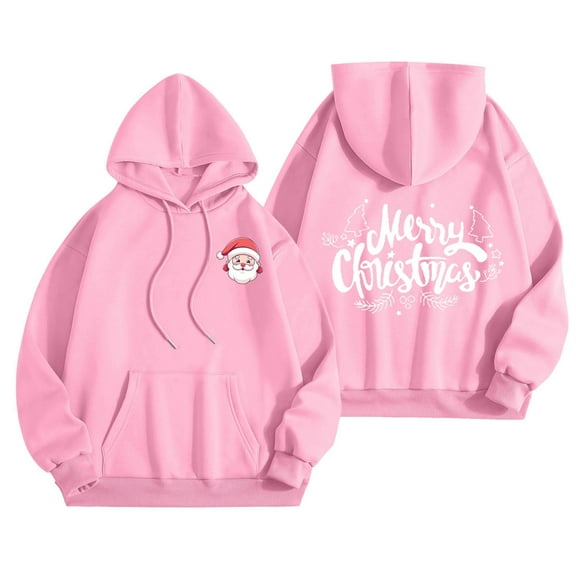 Christmas Hoodies For Teen Girls Long Sleeve Fleeced Sweatshirts Cute Fall Outfits 2024 Cozy Winter Pullover Casual Fashion Apparel