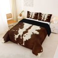thumbnail image 3 of Manfei Vintage Cow Spot King Size Comforter Sets 3pcs,Minimalist Animal Pattern Comforters King Size,Brown Cream,1 Comforter and 2 Pillowcases,Reversible, 3 of 6