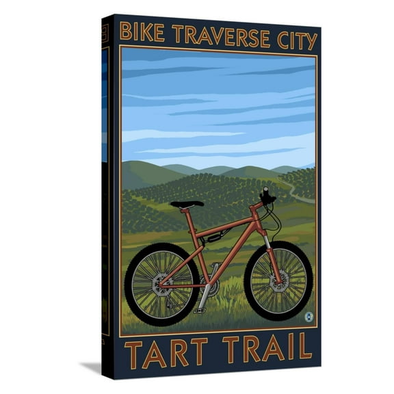 Art.com Traverse City, Michigan - Bike Tart Trail Stretched Canvas Print Wall Art by Lantern Press, 12" x 18"
