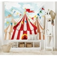thumbnail image 2 of Circus Tapestry, Circus Stripes Sunshines Through Cloudy Sky Traditional Performing Arts Theme, Fabric Wall Hanging Decor for Bedroom Living Room Dorm, 5 Sizes, Blue White Red, by Ambesonne, 2 of 9