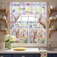 thumbnail image 3 of Sweet Home Swag Curtains Valance & Tier Set, Easter Bunny Spring Butterflies Flowers Colorful Plaid 3 Pcs Set Kitchen Swag Valances and Tiers 36 Inch Length Rod Pocket Curtain Drapes for Bedroom, 3 of 9