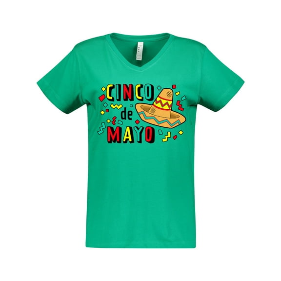 Inktastic Happy Cinco De Mayo-sombrero Women's V-Neck T-Shirt