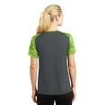 thumbnail image 2 of Sport-Tek Ladies CamoHex Colorblock Neck Tee-3XL (Iron Grey/ Lime Shock), 2 of 6