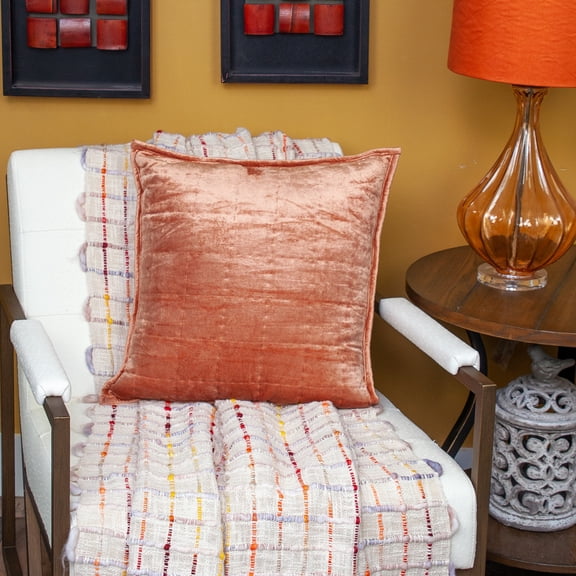 Nassau Collection Quilted Square Stitch Throw Pillow - 20" - Orange