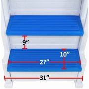 Aqua Select White Everest Swimming Pool Step and Outside Flip up Ladder System, Blue Steps