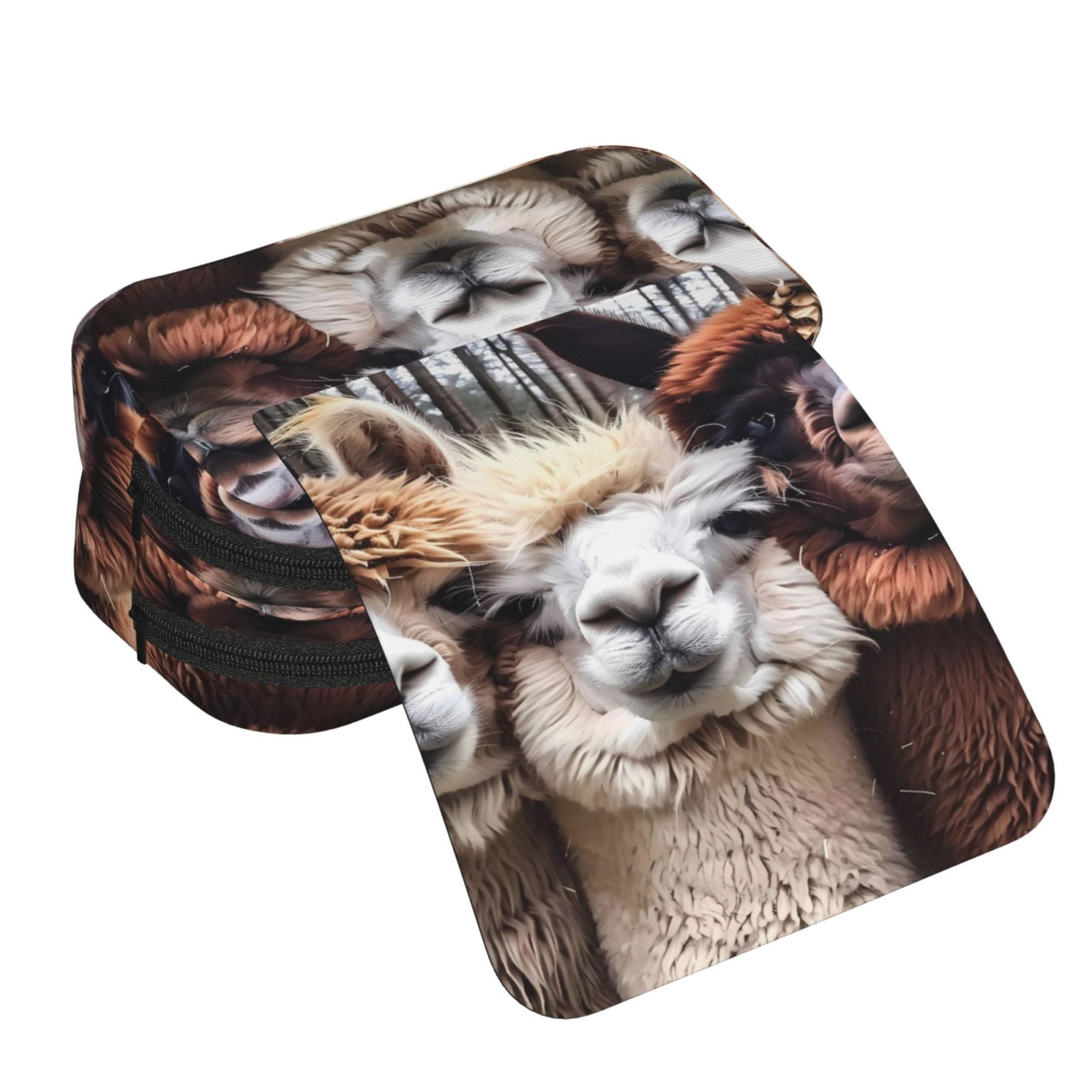 Large-Capacity Flip-Top Double-Layer Pencil Case, Multi-Functional Pocket Pen Case, Durable Stationery Organizer Cute Llamas Alpacas (2)