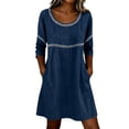 thumbnail image 3 of Zpzdpjkx Womens Cotton Linen Tunic Dress, Crew Neck 3/4 Sleeve Casual Summer Dress with Pockets, 3 of 6
