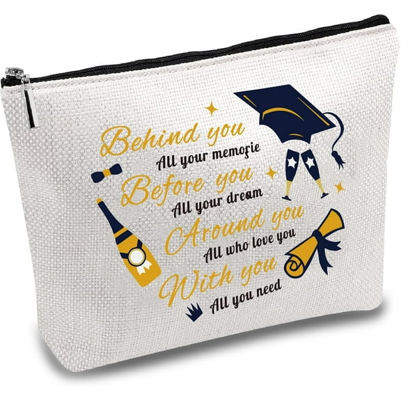 1pc Polycotton Custom Canvas Pouches Rectangle with Pattern Word Storage Bags Metal Zipper 18x25cm