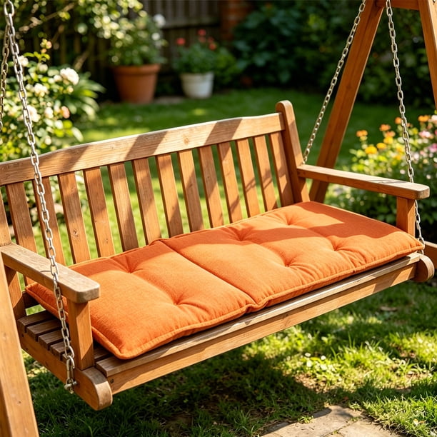 CaiYueKe Waterproof Porch Swing Cushion, Cotton Linen Outdoor Swing Seat Pad, Replacement Swing Cushion, Patio Furniture Cushion, Weather Resistant Porch Swing Mat, Colorful Swing Seat Cover
