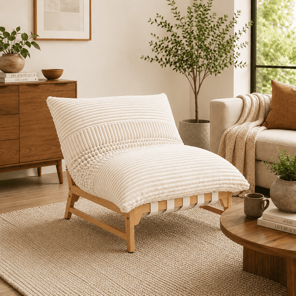 MOONMISS Oversized Cloud Lounge Accent Chair, Comfy Reading Chair for Living Room,Beige