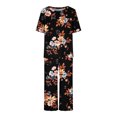 thumbnail image 4 of Ecqkame Women's Pajama Set Short Sleeve Casual Floral Printed Sleepwear 2 Piece Pjs Sets with Pockets Orange B S, 4 of 8