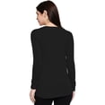 thumbnail image 4 of eloria Women's T-Shirt Round Neck Solid Color Plain Full Sleeve T-Shirt Color: Black | Size: 2XL, 4 of 7