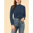 thumbnail image 5 of Allegra K Women's Lace Mock Neck Long Sleeve Cotton Button-Down Shirt, 5 of 6