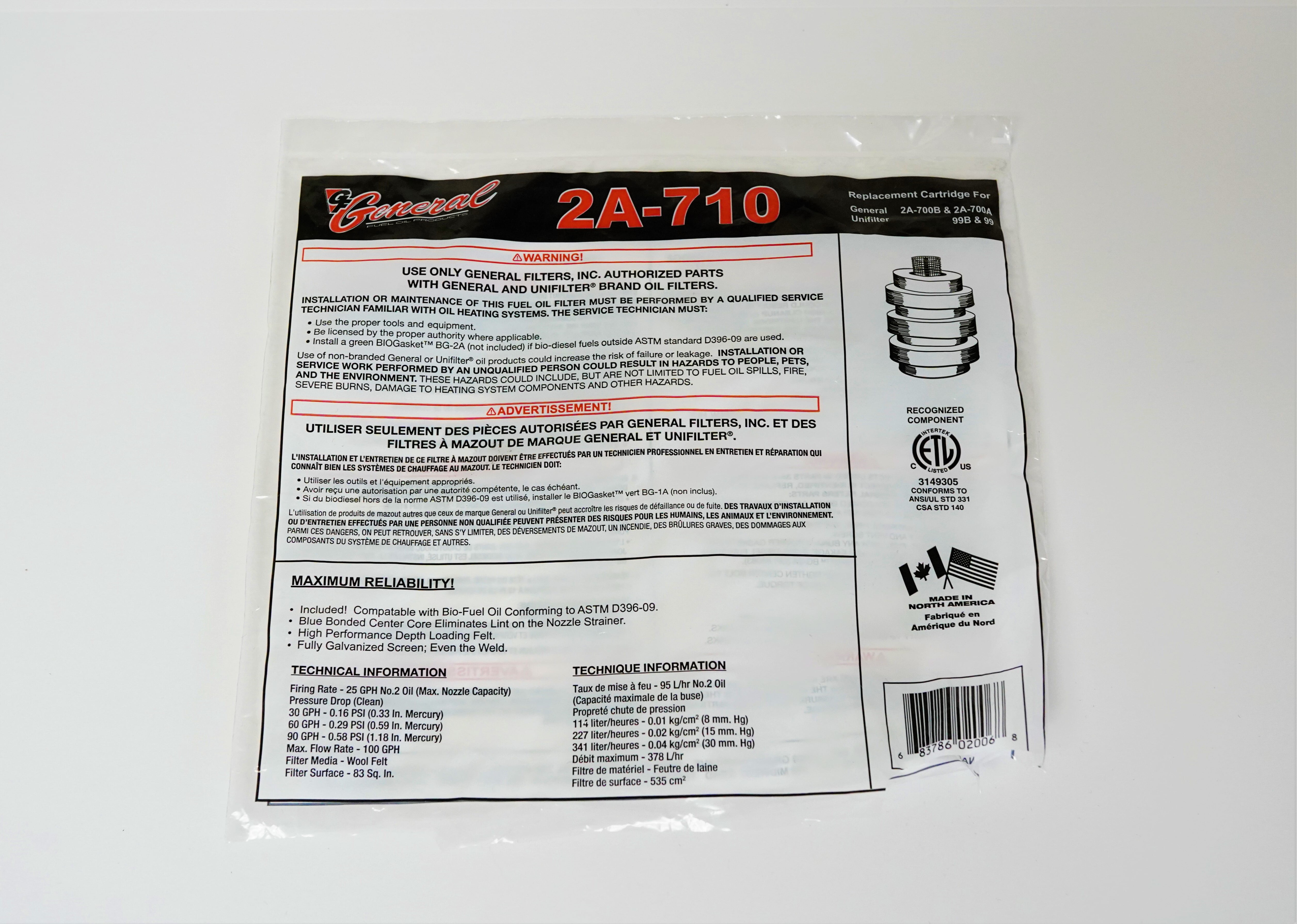RF-2  GENERAL RAYON OIL FILTER REPLACEMENT FITS 2A700 