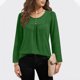 thumbnail image 5 of Camisas de Manga Corta para las Mujeres Casual Color Sólido Blusas Plisadas, Moda Cuello Redondo Tops de Verano para la Fiesta, 5 of 8