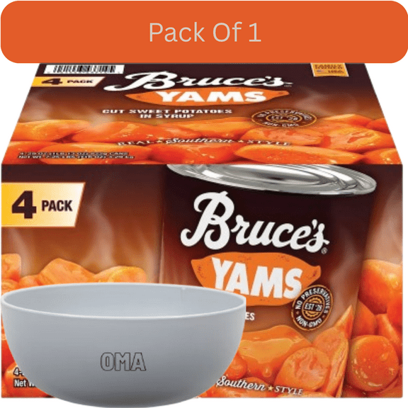 Bruce's Cut Yams, Sweet and Tender Canned Vegetables, 29 oz., 4 pk. With White Bowl By OMA