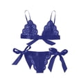 thumbnail image 2 of Conjunto de ropa interior de encaje floral encantador para mujer, regalo de lencería con bragas de malla, azul, S Methold XX000194-03, 2 of 7