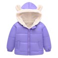 thumbnail image 2 of NAISIBABY Boys Girls Quilted Coat, Zip Up Solid Color Plush Thicken Hooded Winter Casual Coat Purple 4-5T, 2 of 9