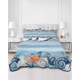 thumbnail image 2 of Twin XL Quilt Bedding Set, Summer Ocean Reversible Summer Quilt 3 Pieces, Coastal Shells Starfish Coral Conch Wooden Blue Lightweight Bedspreads Coverlets with 2 Pillow Shams for All Seasons, 2 of 5