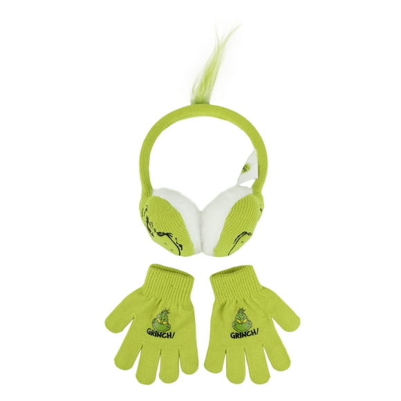 The Grinch Big Face Youth 2-Piece Green Ear Muffs & Magic Gloves Set
