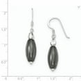thumbnail image 2 of Sterling Silver Shepherd Hook Crystal & Black Agate Dangle Earrings (42 X 9) Made In Thailand qe12824, 2 of 2