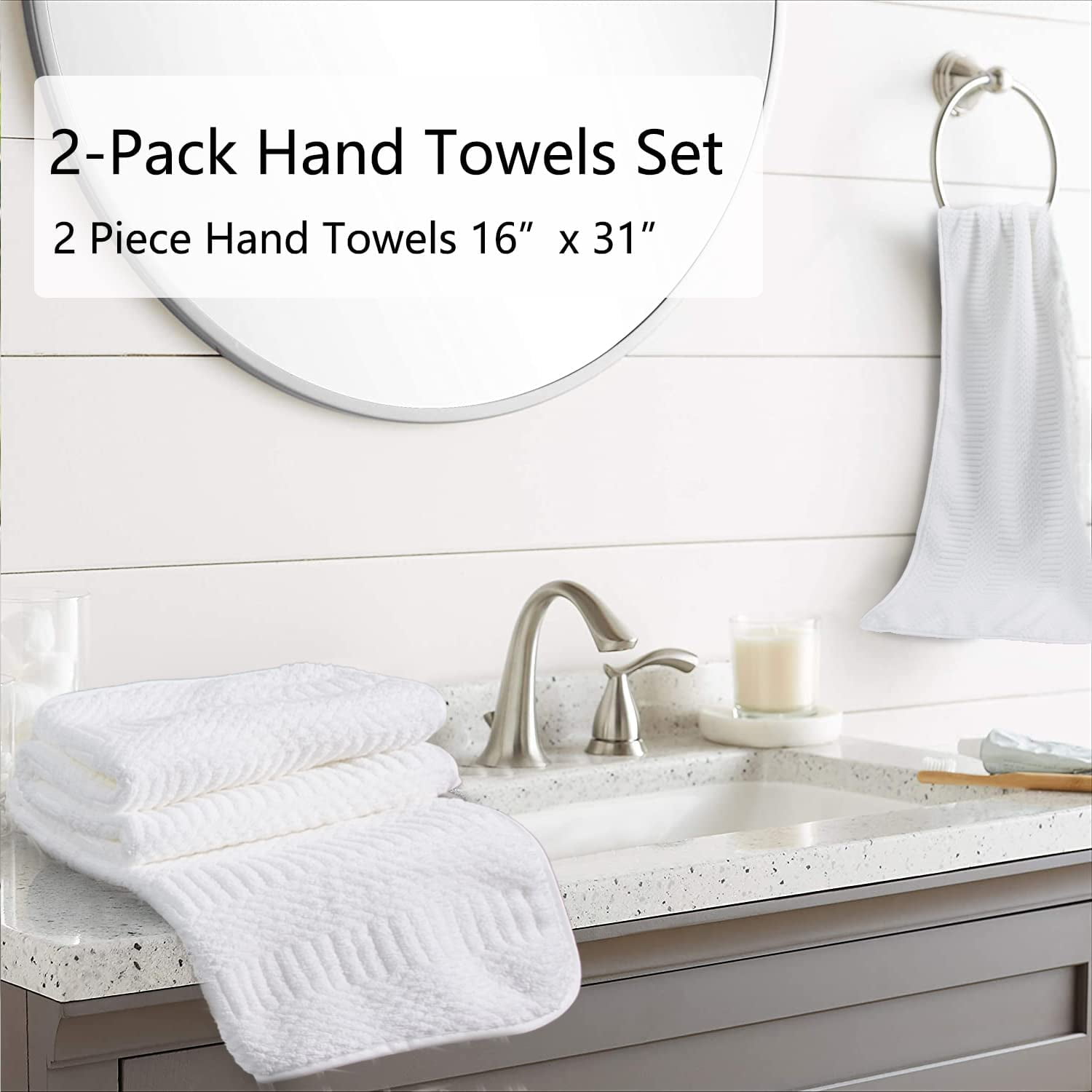 CHINO White Bath Towels Set, 2 Oversized Large Towels/2 Hand Towels/4  Washcloths,600 GSM Towels Bathroom Sets, Quick Dry Towel Super Soft  Absorbent