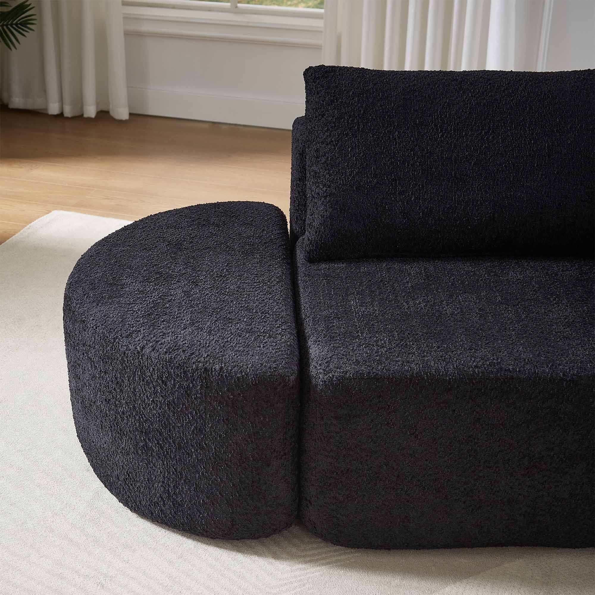 Lunale 106" Oversized Modular Sectional Sofa with 2 Curved Movable Ottomans,Boneless Cloud Couch for Living Room, Black (Left Chaise)