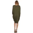 thumbnail image 4 of Moa Collection Women's Casual Solid Loose Fit Long Sleeve Dolman Style Midi Dress, 4 of 4
