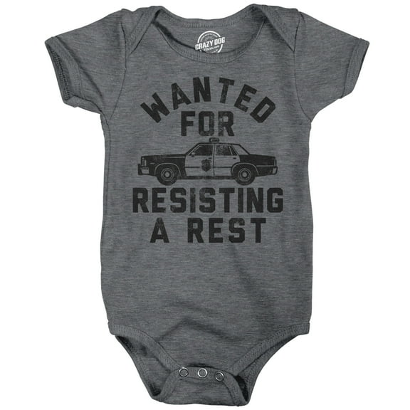 Wanted for Resisting A Rest Baby Bodysuit Funny Sarcastic Graphic Novelty Jumper for Infants