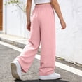 thumbnail image 6 of PMVFHDE Girls Elastic Waist Casual Long Pants Summer Solid Trousers Kids Everyday Bottoms School Outdoor Pink,9-10 Years, 6 of 6