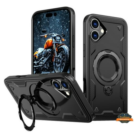 Xpression Phone Case For Apple iPhone 16 Pro Max (6.9") Ring Holder Case, Military-Grade Shockproof Protective Cover with Magnetic Kickstand [Compatible with Magsafe], Black