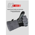 thumbnail image 4 of Guantes para barbacoa de piel de vaca resistentes al calor, 14 pulgadas, color negro, 4 of 5