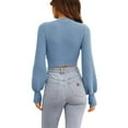 thumbnail image 5 of Long Sleeve Womens Sexy Crew Neck Cropped Sweaters Ribbed Knit Crop Pullover, 5 of 6