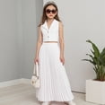 thumbnail image 5 of BLVB Summer Clothes for Girls Toddler Kids 2 Piece Outfits Sleeveless Button Vest with Pleated Skirts Sets for Party, 5 of 7