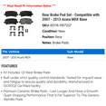 thumbnail image 2 of Rear Brake Pad Set - Compatible with 2007 - 2013 Acura MDX Base 2008 2009 2010 2011 2012, 2 of 2