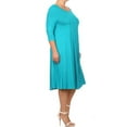 thumbnail image 3 of Women's Casual Plus Size Loose Fit 3/4 Sleeve Jersey Knit A-Line Solid Midi Dress, 3 of 4