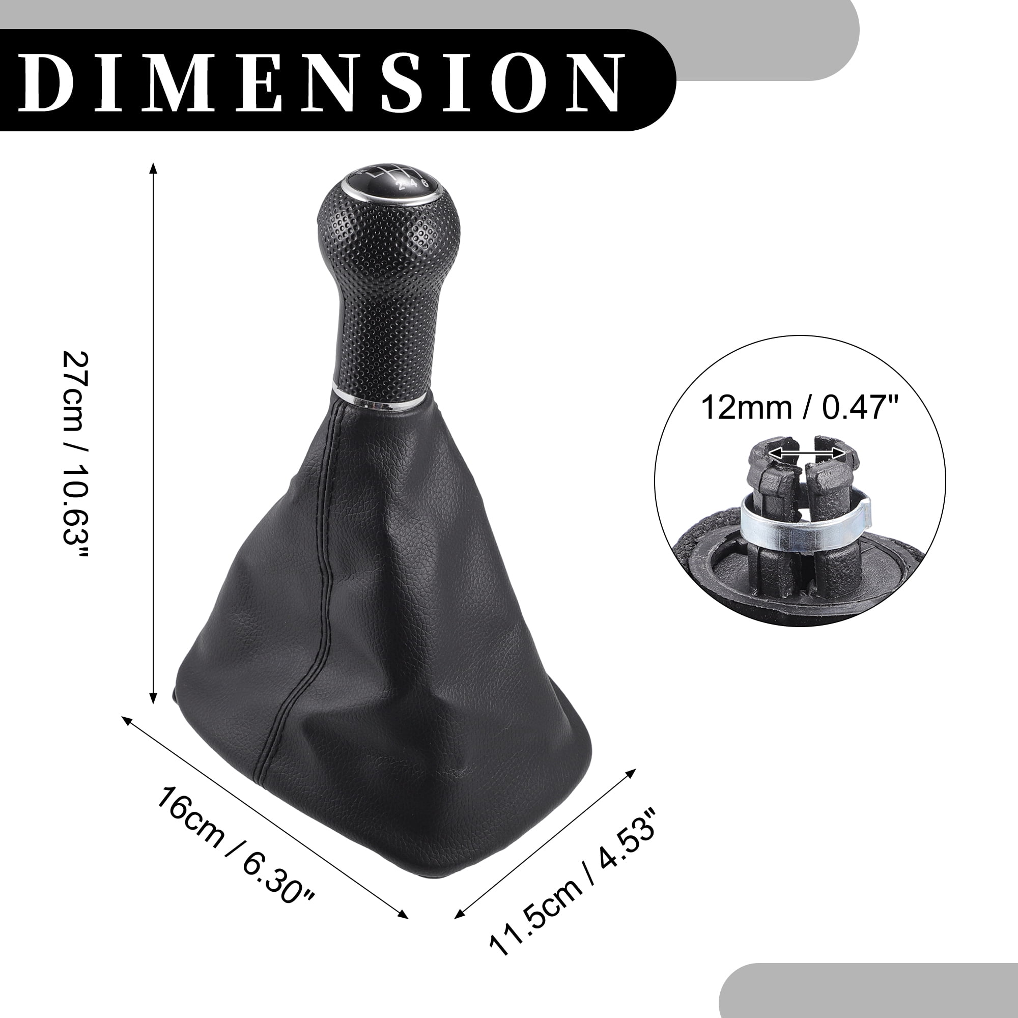 6 Speed Manual Gear Shift Knob with Cover - Stick Shifter Knob - for VW Bora 98-05 Plastic Black 1 Pc
