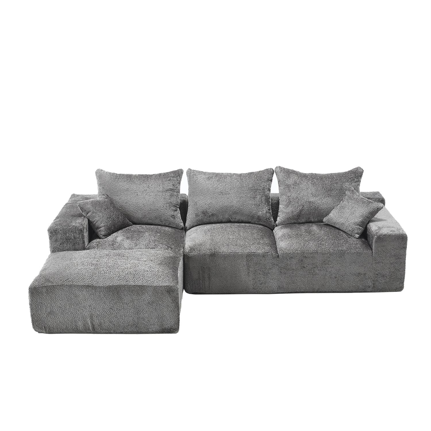 Demi Bonn 108" Modern L-Shaped Sofa, Premium Fabric Couch with Deep Seating, Freestyle Setup, No Assembly Needed for Living Room Relaxation, Gray