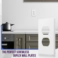 thumbnail image 2 of ENERLITES Screwless Duplex Wall Plates, Child Safe Receptacle Outlet Covers, Standard Size, 1-Gang 4.68"x 2.93", Unbreakable Polycarbonate Thermoplastic, UL Listed, SI8821-W-5PCS, Glossy, White, 2 of 5