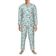 Adobk Milk Bottles And Cow Head Print Mens Pajamas Set Long Sleeve Soft
