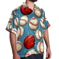 thumbnail image 2 of Baseball Men's Short Sleeve Button Down Poplin Hawaiian Shirt for Summer Beach, Casual Printed Unisex Style, 2 of 6