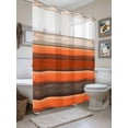 thumbnail image 3 of Coastal Style No Hook Shower Curtain and Liner Set Vintage Orange Brown Stripes Wood Grain Shower Curtains with Snap-in Liner & See Through Top Window Hotel Style for Bathroom Decor 60x72 Inch, 3 of 8