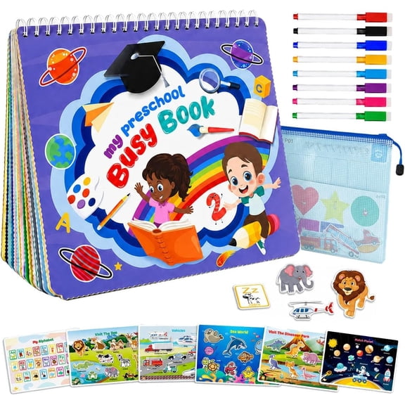 Sbekiev Busy Book for Toddlers 1-3, Montessori Learning & Toddler Travel Toy