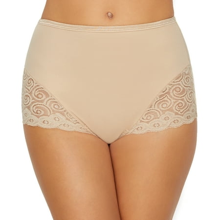 

Women s Bali X054 Microfiber and Lace Shaping Brief Panty - 2 Pack (Nude 2X)