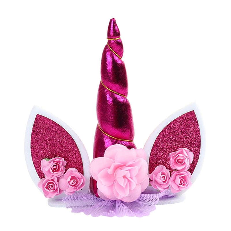 kekafu 1pc unicorn birthday cake decor topper cute horn ears flower party ornament prop walmart com