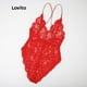 thumbnail image 3 of Lovito Set de Braguita Sexy Encaje Cuello V Pronunciado L12058 (Rojo / Blanco)pangjing, 3 of 3