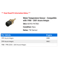 thumbnail image 2 of Water Temperature Sensor - Compatible with 1988 - 2001 Acura Integra 1989 1990 1991 1992 1993 1994 1995 1996 1997 1998 1999 2000, 2 of 2